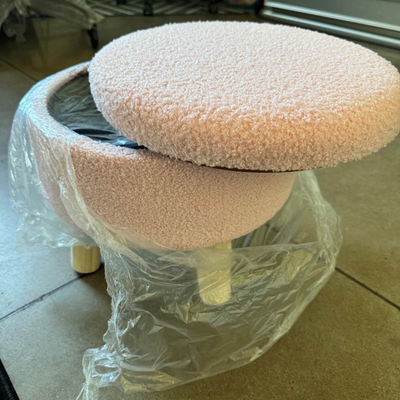 Pink Round Ottoman Stool - Picture 8 of 8